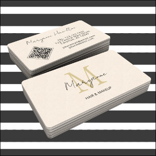 Monogram QR-code crème Visitekaartje
