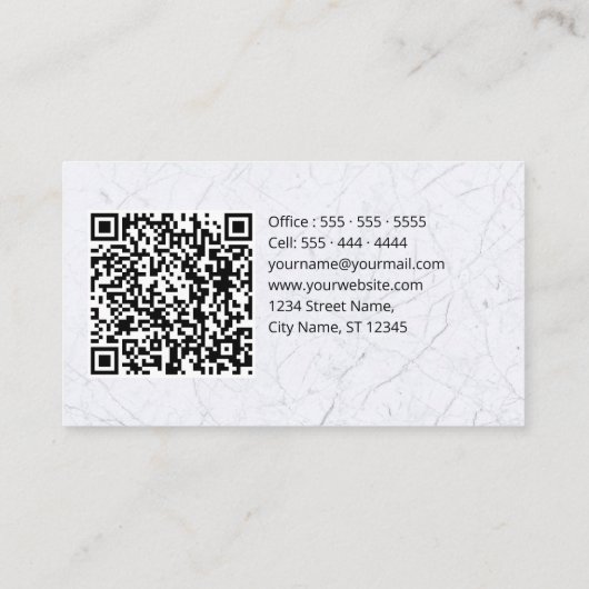 Monogram QR Code Elegant Roos Grijs Marmer Visitekaartje (Achterkant)