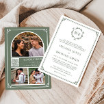 Monogram QR Code Foto Collage Sage Green Weddensch Kaart<br><div class="desc">Verrijk uw gasten met deze mooie huwelijksuitnodiging met elegante grenzen en traditionele typografie met QR-code voor online RSVP. Voeg eenvoudig uw gebeurtenisdetails op deze makkelijk te gebruiken sjabloon toe en voeg deze kaart met uw favoriete foto's toe om tot het één-van-een-soort uitnodiging te maken.</div>