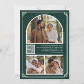 Monogram QR-code fotocollage smaragdgroene trouw  Save The Date (Achterkant)