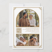Monogram QR-code fotocollage wit goud bruiloft Save The Date (Achterkant)