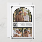Monogram QR-code fotocollage Wit Zwart Bruiloft Save The Date (Achterkant)