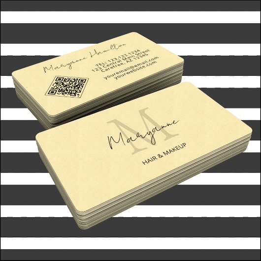 Monogram QR-code geel Visitekaartje