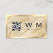 Monogram | QR CODE | Gouden Marmer Visitekaartje (Voorkant)
