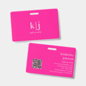 Monogram QR Code Identificatiekaart voor Visagist Badge (Voor- en achterkant)
