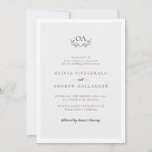 Monogram QR-code in één bruiloft Kaart (Voorkant)