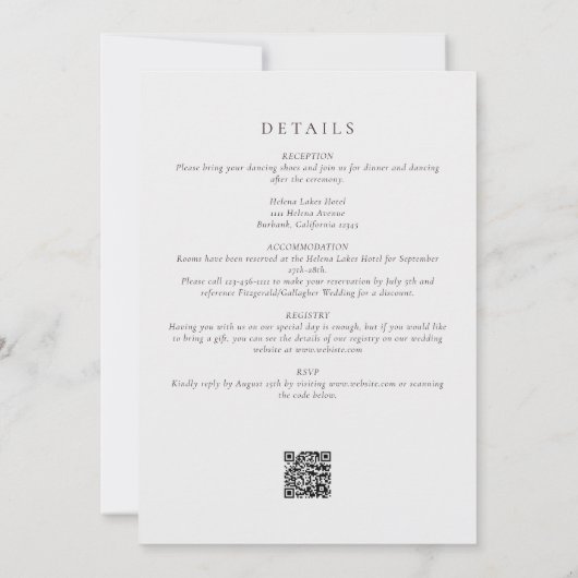 Monogram QR-code in één bruiloft Kaart (Achterkant)