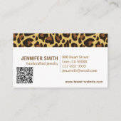 Monogram QR Code Leopard Print Rockabilly Patroon Visitekaartje (Achterkant)