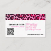 Monogram QR Code Leopard Print Rockabilly Pink Visitekaartje (Achterkant)