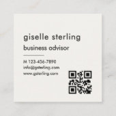 Monogram QR Code Luxe Elegant Minimalist Vierkante Visitekaartje (Achterkant)