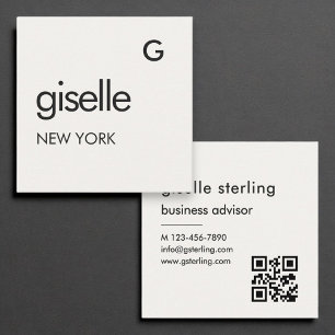 Monogram QR Code Luxe Elegant Minimalist Vierkante Visitekaartje