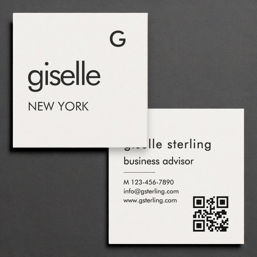 Monogram QR Code Luxe Elegant Minimalist Vierkante Visitekaartje