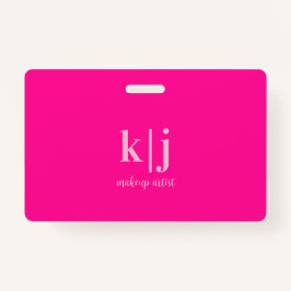 Monogram QR Code Makeup Artist ID Badge