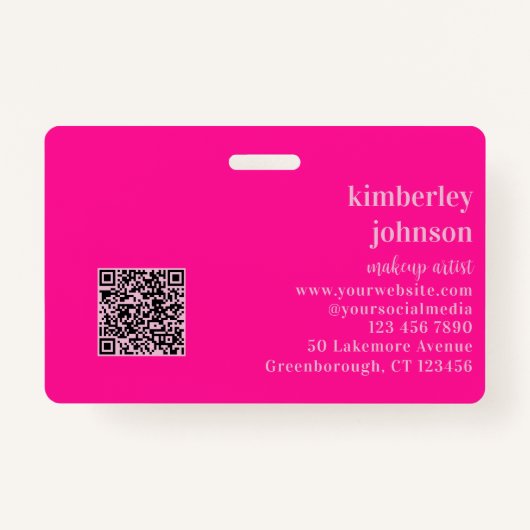 Monogram QR Code Makeup Artist ID Badge (Achterkant)