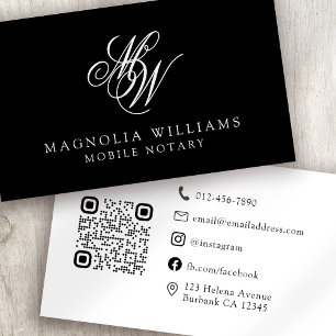 Monogram QR-code minimalistisch overheidsnotaris Visitekaartje