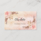 Monogram QR-code pampas gras blush roze florals Visitekaartje (Voorkant)