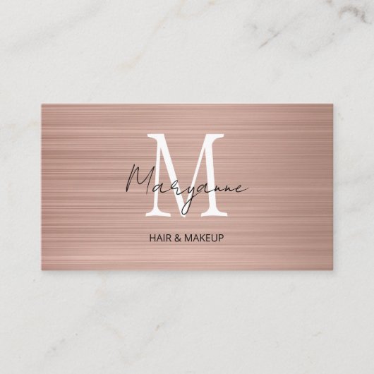 Monogram QR Code Roos Gold Visitekaartje (Voorkant)