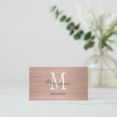 Monogram QR-code roze goud Visitekaartje (Staand voorkant)