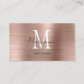 Monogram QR-code roze goud Visitekaartje (Voorkant)