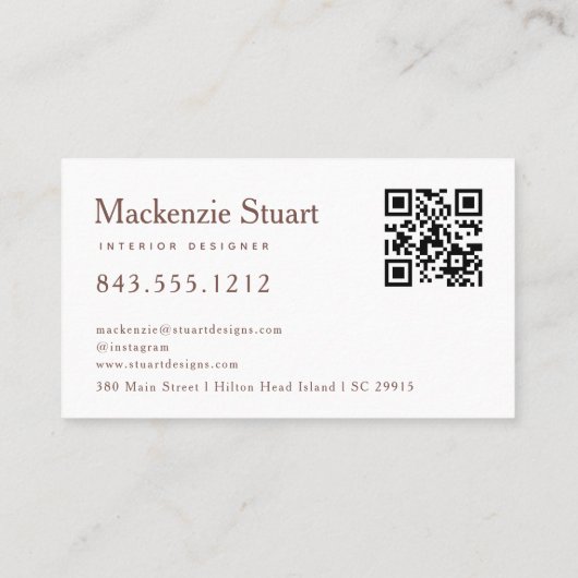 Monogram QR Code Scannable Professional Minimal Visitekaartje (Achterkant)