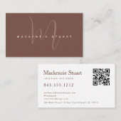 Monogram QR Code Scannable Professional Minimal Visitekaartje (Voorkant / Achterkant)