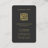 Monogram QR-code Sjabloon zwart en goud Europees Visitekaartje (Achterkant)