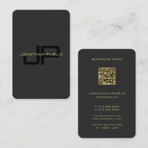Monogram QR-code Sjabloon zwart en goud Europees Visitekaartje