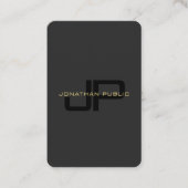 Monogram QR-code Sjabloon zwart en goud Europees Visitekaartje (Voorkant)