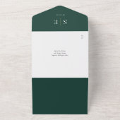 Monogram QR-code smaragdgroene en gouden trouwkaar All In One Uitnodiging (Buitenkant)