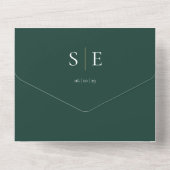 Monogram QR-code smaragdgroene en gouden trouwkaar All In One Uitnodiging (Achterkant)