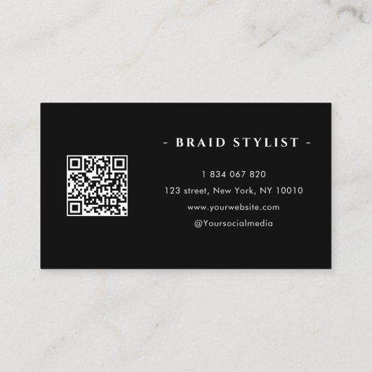 Monogram QR-code Vlecht stylist foto Visitekaartje (Achterkant)