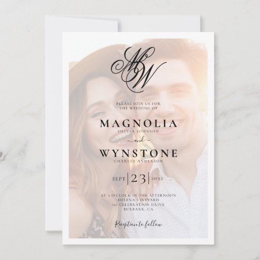 Monogram QR-code voor foto's in één Kaart (Voorkant)