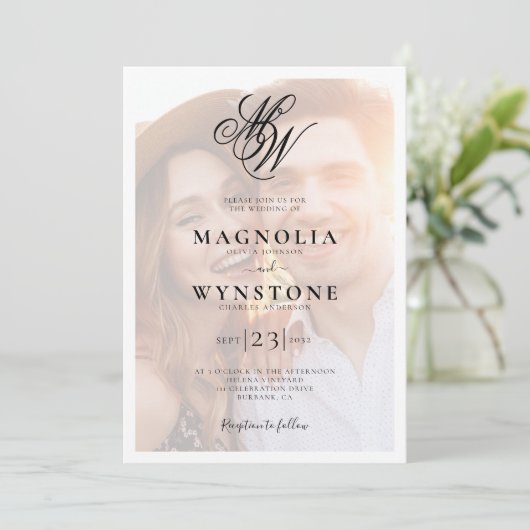 Monogram QR-code voor foto's in één Kaart (Staand voorkant)