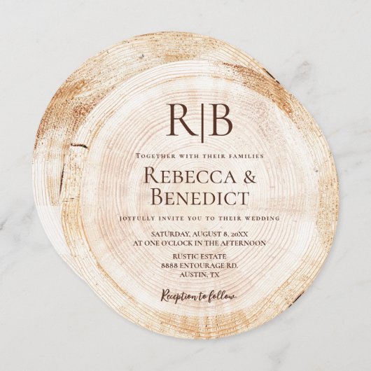 Monogram QR Code Website Bark Rustieke Bruiloft Kaart (Voorkant / Achterkant)