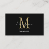 Monogram QR-code zwart goud Visitekaartje (Voorkant)