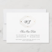 monogram QR CODE zwart-wit klassiek deco goud Save The Date (Voorkant)