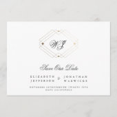 monogram QR CODE zwart-wit klassiek deco goud Save The Date (Voorkant)