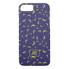Monogram Quarter Moons Stars Blue Sky iPhone 8/7 Hoesje
