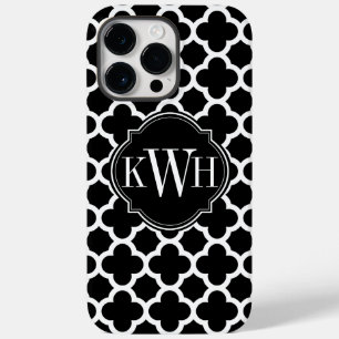Monogram Quatrefoil Black en White Pattern Case-Mate iPhone Case