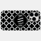 Monogram Quatrefoil Black en White Pattern Case-Mate iPhone Case (Achterkant (horizontaal))