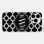 Monogram Quatrefoil Black en White Pattern iPhone Hoesje (Achterkant horizontaal)