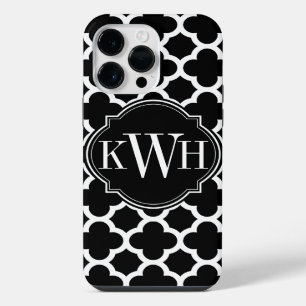 Monogram Quatrefoil Black en White Pattern iPhone 14 Pro Max Hoesje