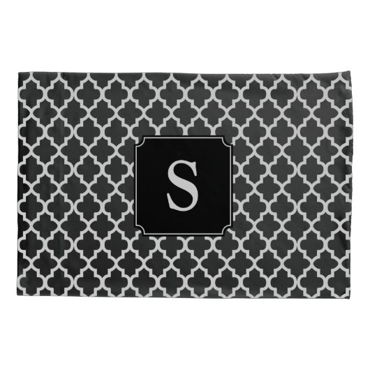 Monogram Quatrefoil in zwart-wit Kussensloop (Achterkant)