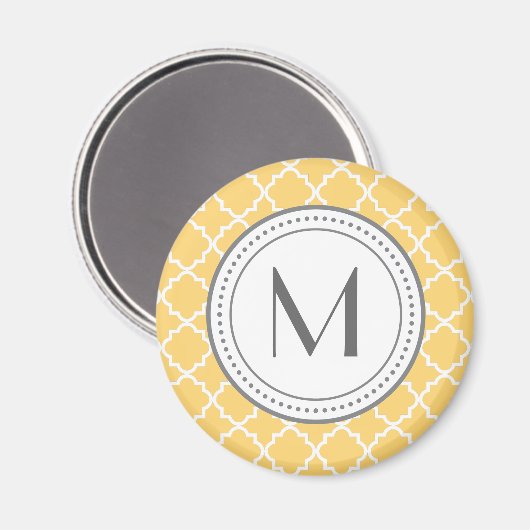 Monogram Quatrefoil Magnet - geel (Voorkant / Achterkant)