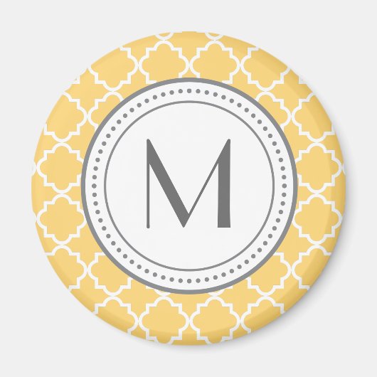 Monogram Quatrefoil Magnet - geel (Voorkant)