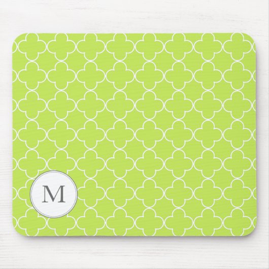 Monogram Quatrefoil muispad - limoen Muismat (Voorkant)