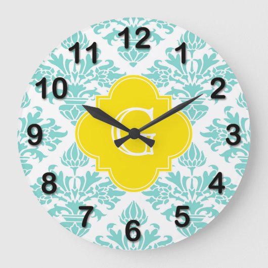 Monogram Quatrefoil van het Damast van LG Aqua het Grote Klok (Voorkant)