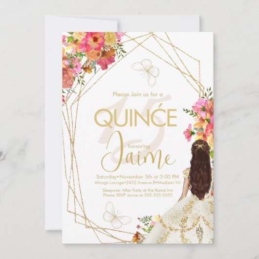 Monogram Quince bloemen tuin Spaans Kaart (Voorkant)