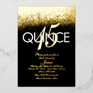 Monogram Quince Pers Glitter Goud Folie Uitnodiging
