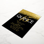 Monogram Quince Pers Glitter Goud Folie Uitnodiging (Gedraaid)